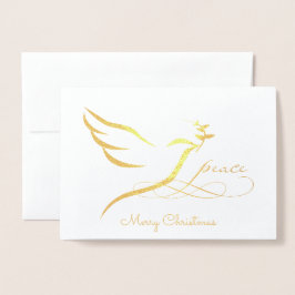Tarjeta de Relieve metalizado dorado Peace Dove