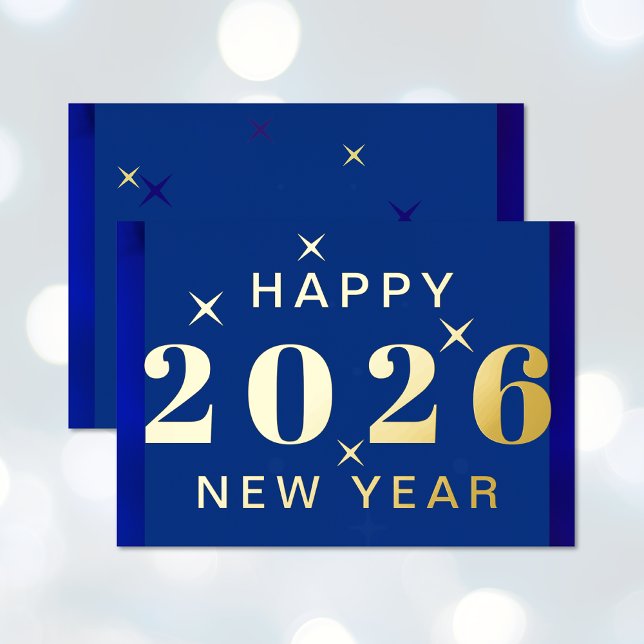 Tarjeta de Relieve metalizado Feliz Año Nuevo (Happy New Year Holiday Foil Card (front and back))