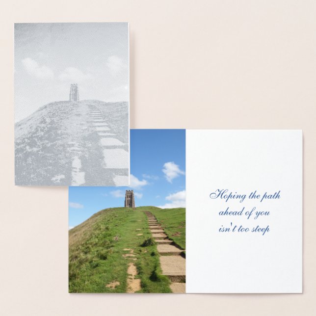 Tarjeta de Relieve metalizado Glastonbury Tor Path (Demostración)