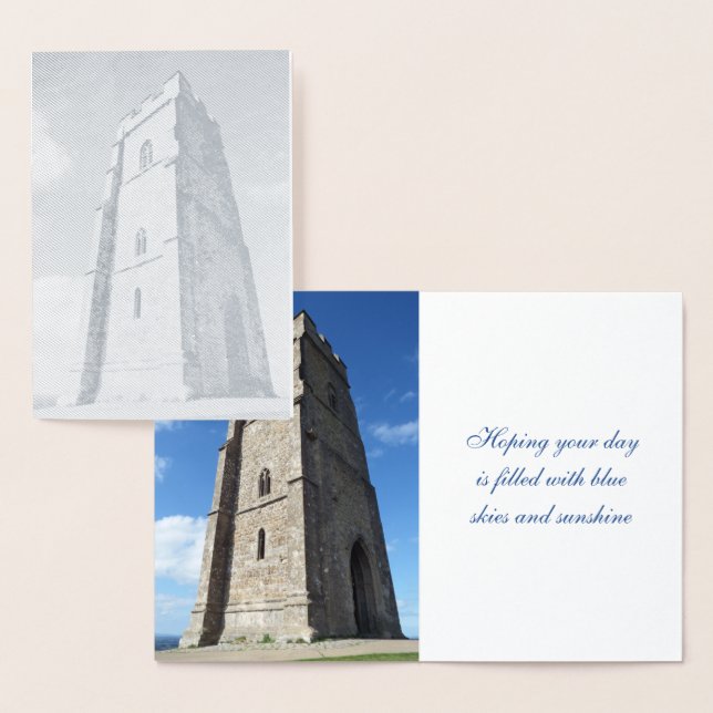 Tarjeta de Relieve metalizado Glastonbury Tor Towe (Demostración)