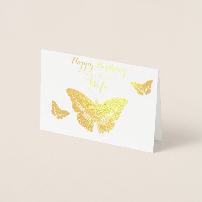 Tarjeta de Relieve metalizado Gold Happy Birday Wi (Anverso)