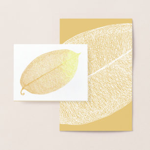 Tarjeta de Relieve metalizado Gold White Leaf Grid