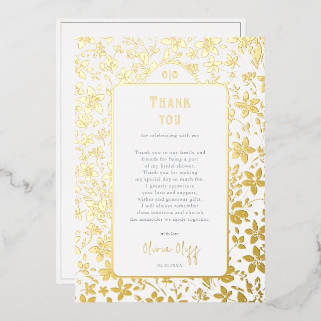 Tarjeta de Relieve metalizado Gracias A La Ducha D (Anverso/Reverso)