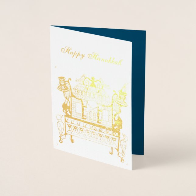 Tarjeta de Relieve metalizado Hanukkah Lamp de la  (Anverso)