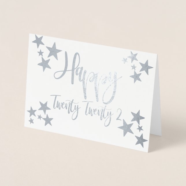 Tarjeta de Relieve metalizado Happy New Year 2022  (Anverso)