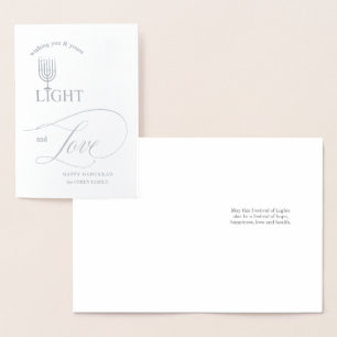 Tarjeta de Relieve metalizado Menorah Hanukkah Lig