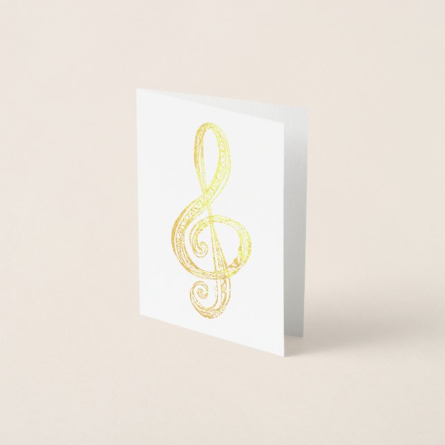 Tarjeta de Relieve metalizado Music G Clef (Anverso)