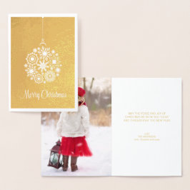 Tarjeta de Relieve metalizado navideño con adorno 