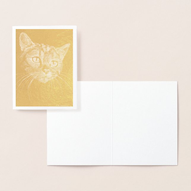 Tarjeta de Relieve metalizado oro Cat Face (Demostración)