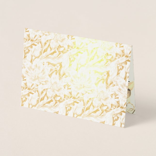 Tarjeta de Relieve metalizado para bodas - Lilies (Anverso)