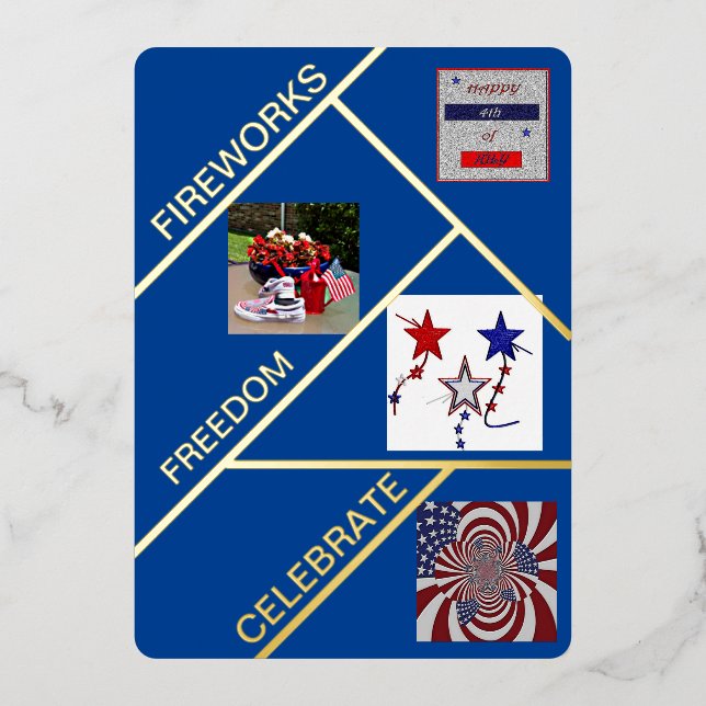 Tarjeta de Relieve metalizado plana "Fabulous Four (Anverso)