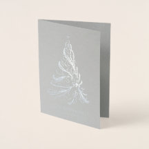 Tarjeta de Relieve metalizado plateado de árbol de