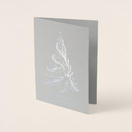 Tarjeta de Relieve metalizado plateado de árbol de