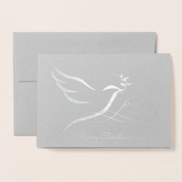Tarjeta de Relieve metalizado plateado Peace Dove