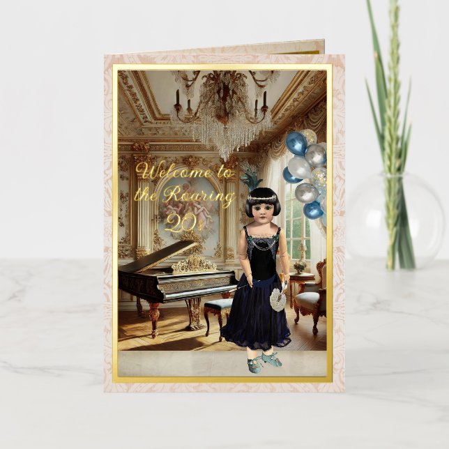 Tarjeta de Relieve metalizado plegada de cumpleaño (Anverso)