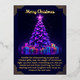 Tarjeta de Relieve metalizado Purple Christmas Tre
