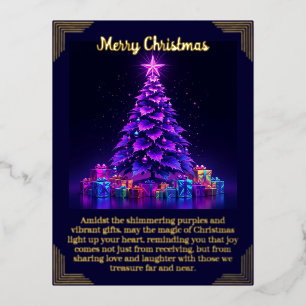 Tarjeta de Relieve metalizado Purple Christmas Tre