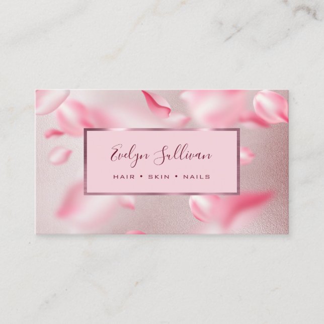 Tarjeta de Relieve metalizado Rosa Petals Faux (Anverso)