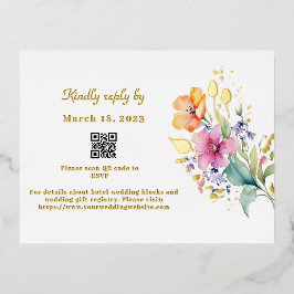 Tarjeta de Relieve metalizado RSVP de color amaril