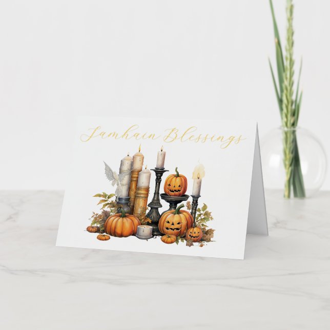 Tarjeta de Relieve metalizado Samhain Blessings (Anverso)