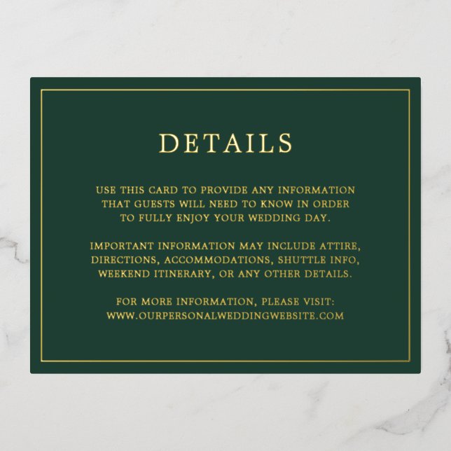 Tarjeta de Relieve metalizado Simple Forest Green  (Anverso)