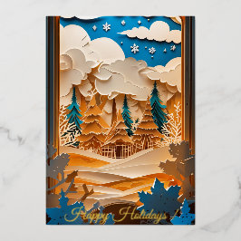 Tarjeta de Relieve metalizado Winter Wonderland