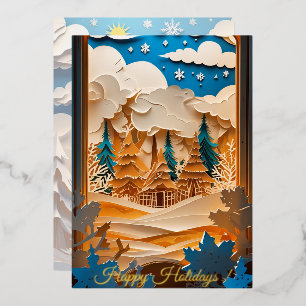 Tarjeta de Relieve metalizado Winter Wonderland