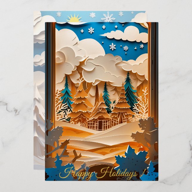 Tarjeta de Relieve metalizado Winter Wonderland (Anverso/Reverso)