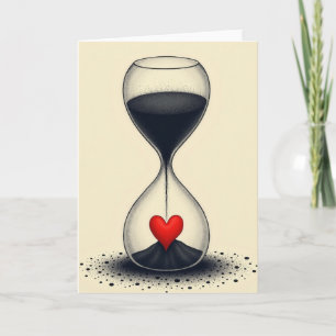 Tarjeta de reloj de arena de corazón simple