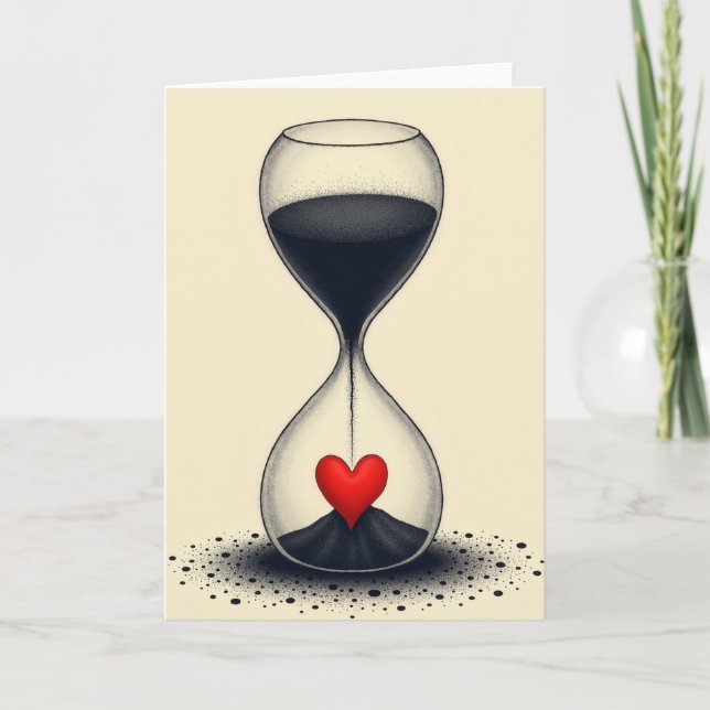 Tarjeta de reloj de arena de corazón simple (Anverso)