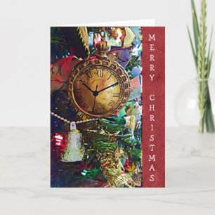 Tarjeta de reloj de bolsillo de oro para navidad