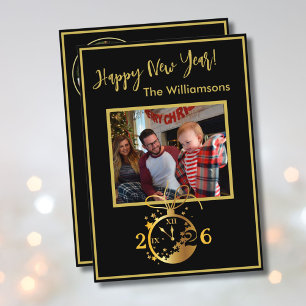 Tarjeta de reloj de foto del año nuevo 2027