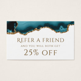 Tarjeta de remisión de Agate purpurina de oro verd