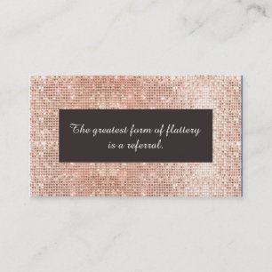Tarjeta de remisión de Cosmetología Faux Rosa Gold