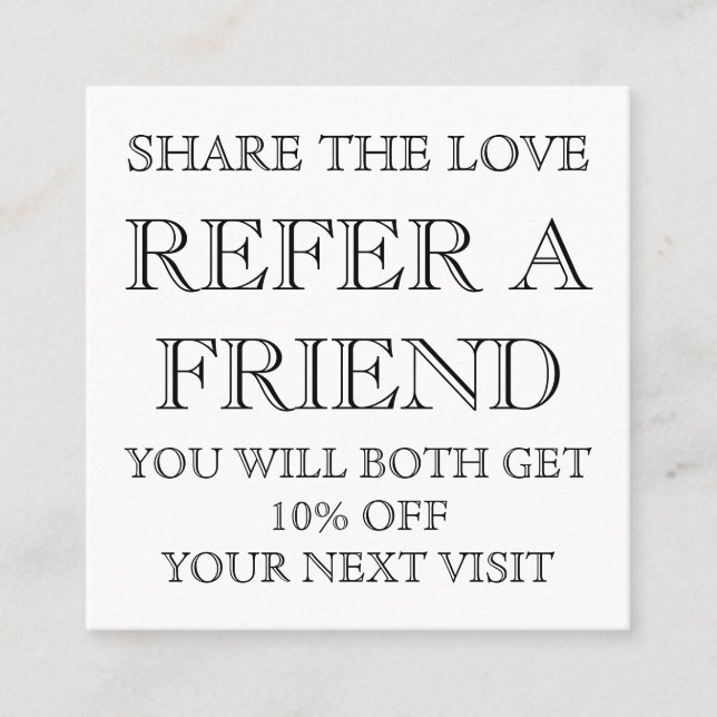 Tarjeta de remisión de salón de belleza en blanco  (Anverso)