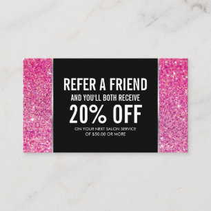 Tarjeta de remisión para Purpurina rosa y glamour