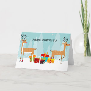 Tarjeta de reno de Navidad feliz