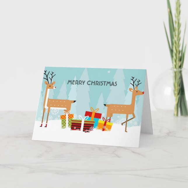 Tarjeta de reno de Navidad feliz (Anverso)