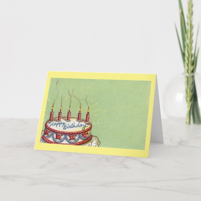 Tarjeta de repostería de cumpleaños vintage (Anverso)