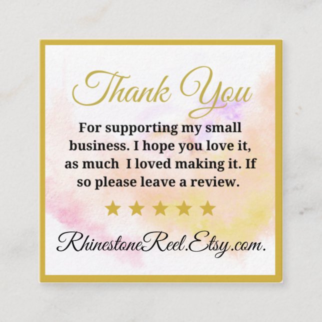 Tarjeta de reseña de Small Business Gracias (Anverso)