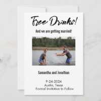 Tarjeta de Reserva de Fecha con Bebidas Gratis Div