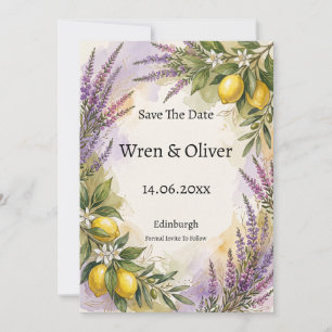 Tarjeta de Reserva de Fecha Lavanda Limón Toscana