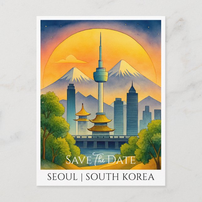 Tarjeta de Reserva de Fecha | Seoul Corea del Sur  (Anverso)