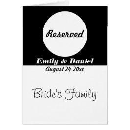 Tarjeta de reserva de tabla Boda blanco y negro