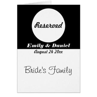 Tarjeta de reserva de tabla Boda blanco y negro
