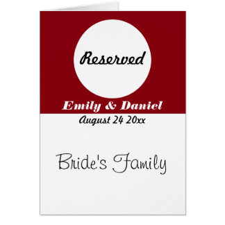 Tarjeta De Reserva De Tabla Boda Blanco Y Rojo