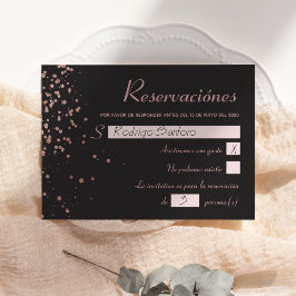 Tarjeta de reservas española Confetti Quinceanera