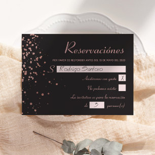 Tarjeta de reservas española Confetti Quinceanera