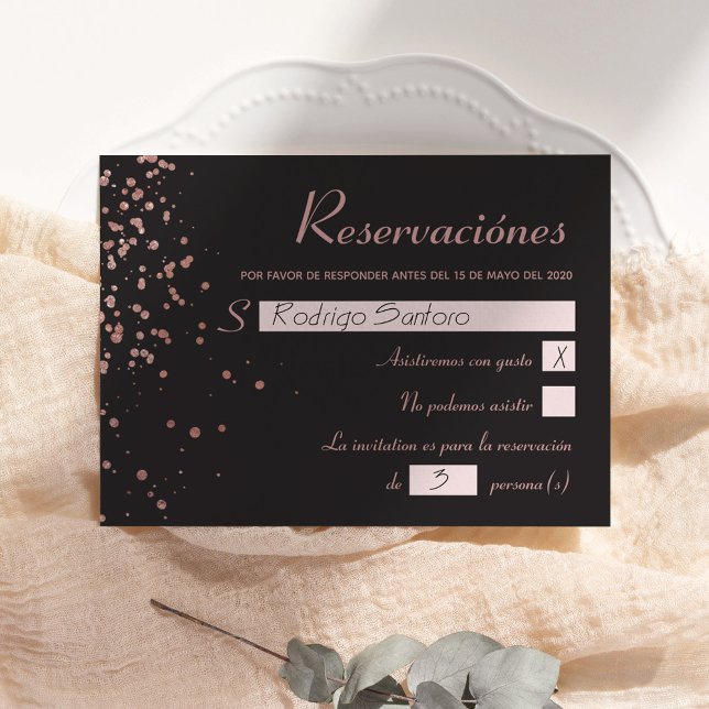 Tarjeta de reservas española Confetti Quinceanera (Subido por el creador)