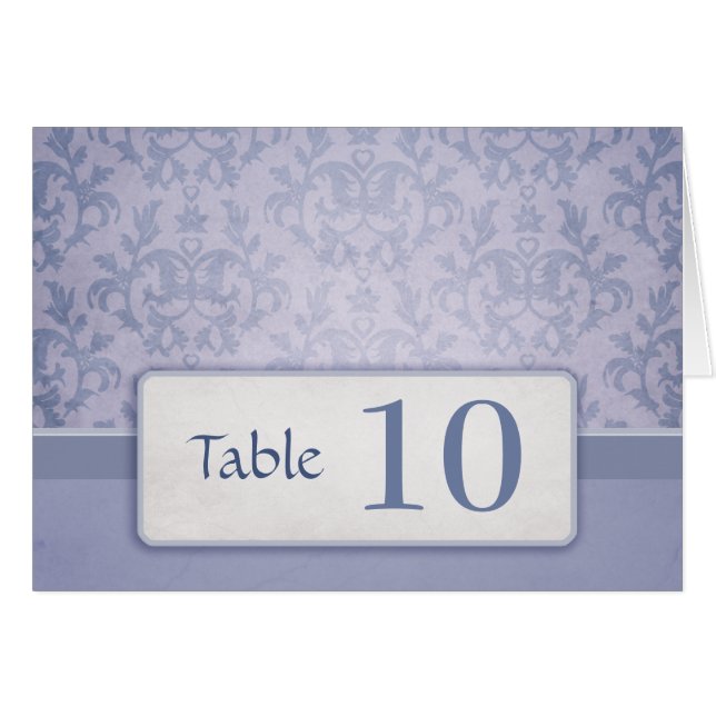 Tarjeta de respaldo de número de mesa de boda azul (Anverso (Horizontal))